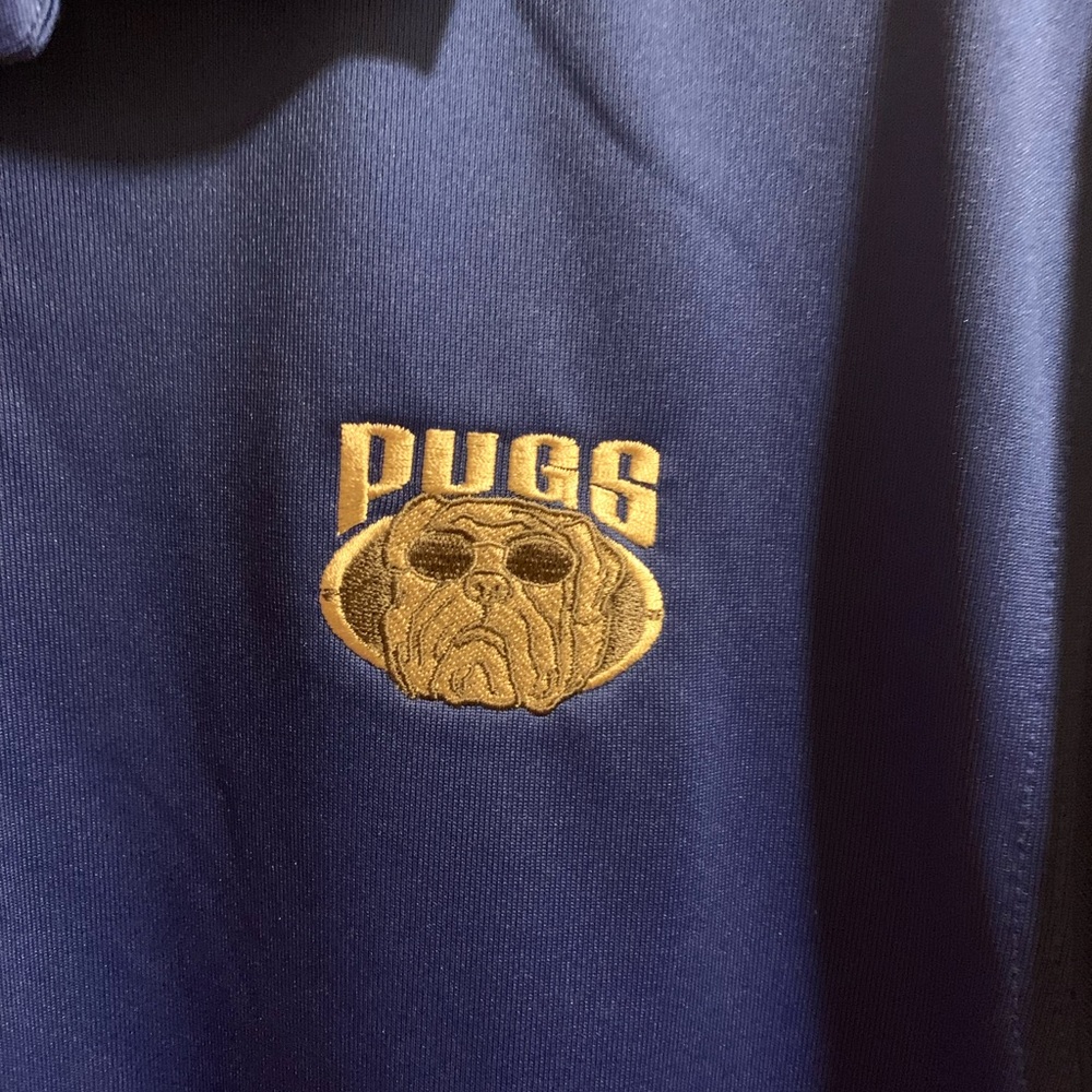 Men's COOL PUG DOG w/ SUNGLASSES Dress Polo Shirt! Size M NWOT
